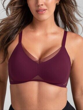 Honeylove Crossover Wireless Bra Size XL Fig Purple EUC!